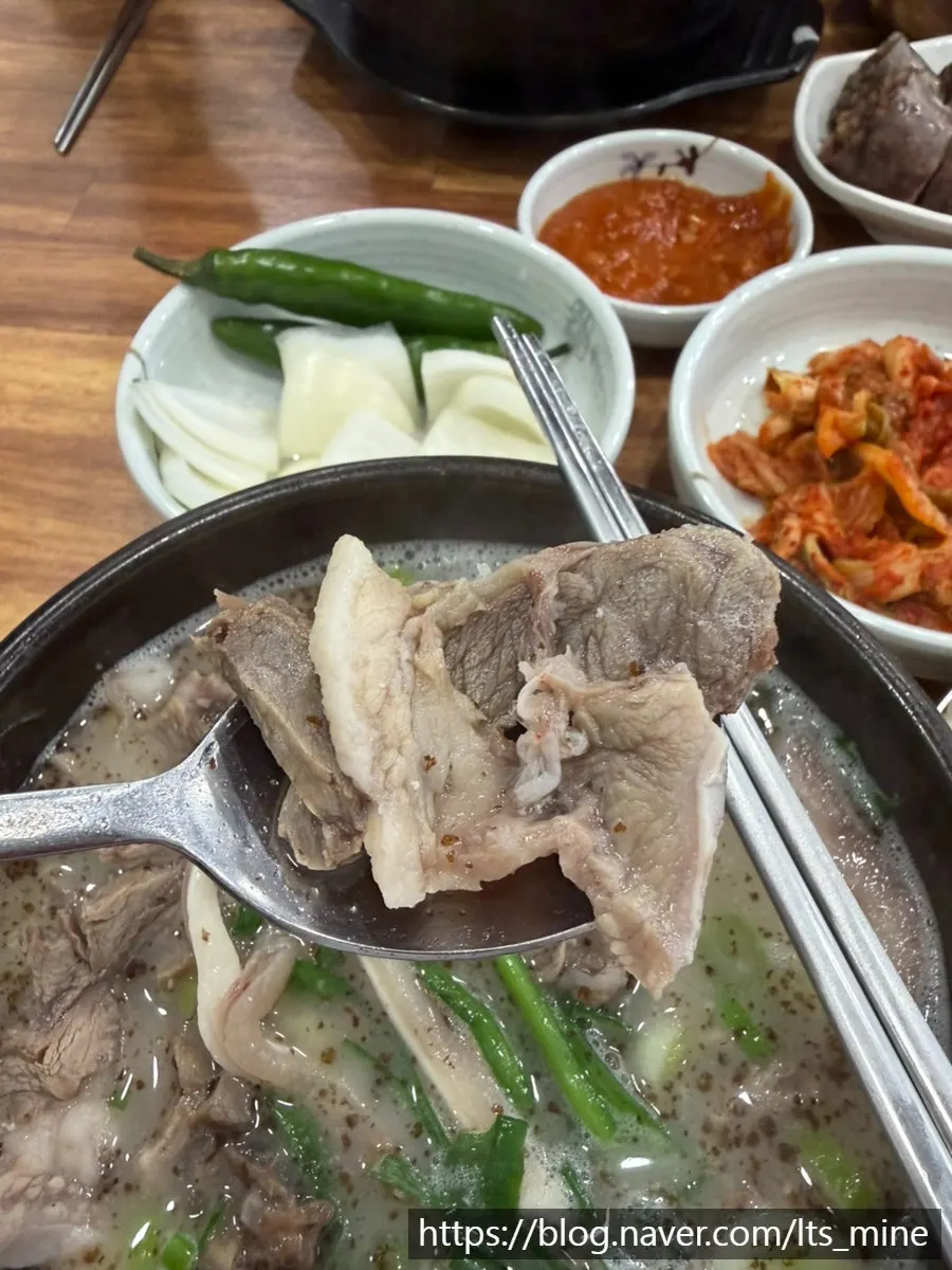 Close-up of sundae-guk ingredients and meat