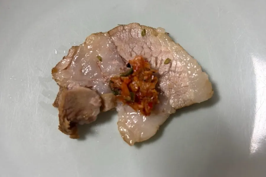 Close-up of a tender piece of suyuk