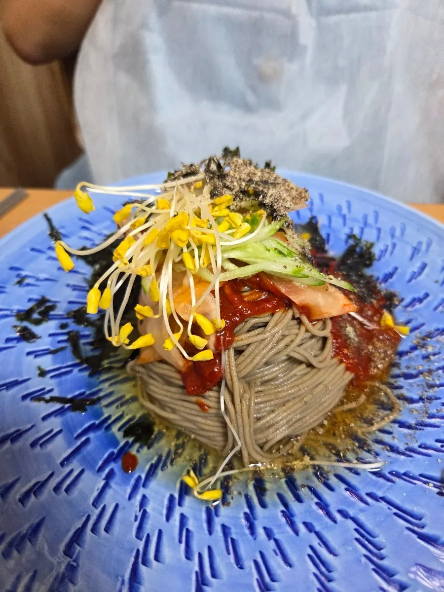 A bowl of buckwheat bibim noodles