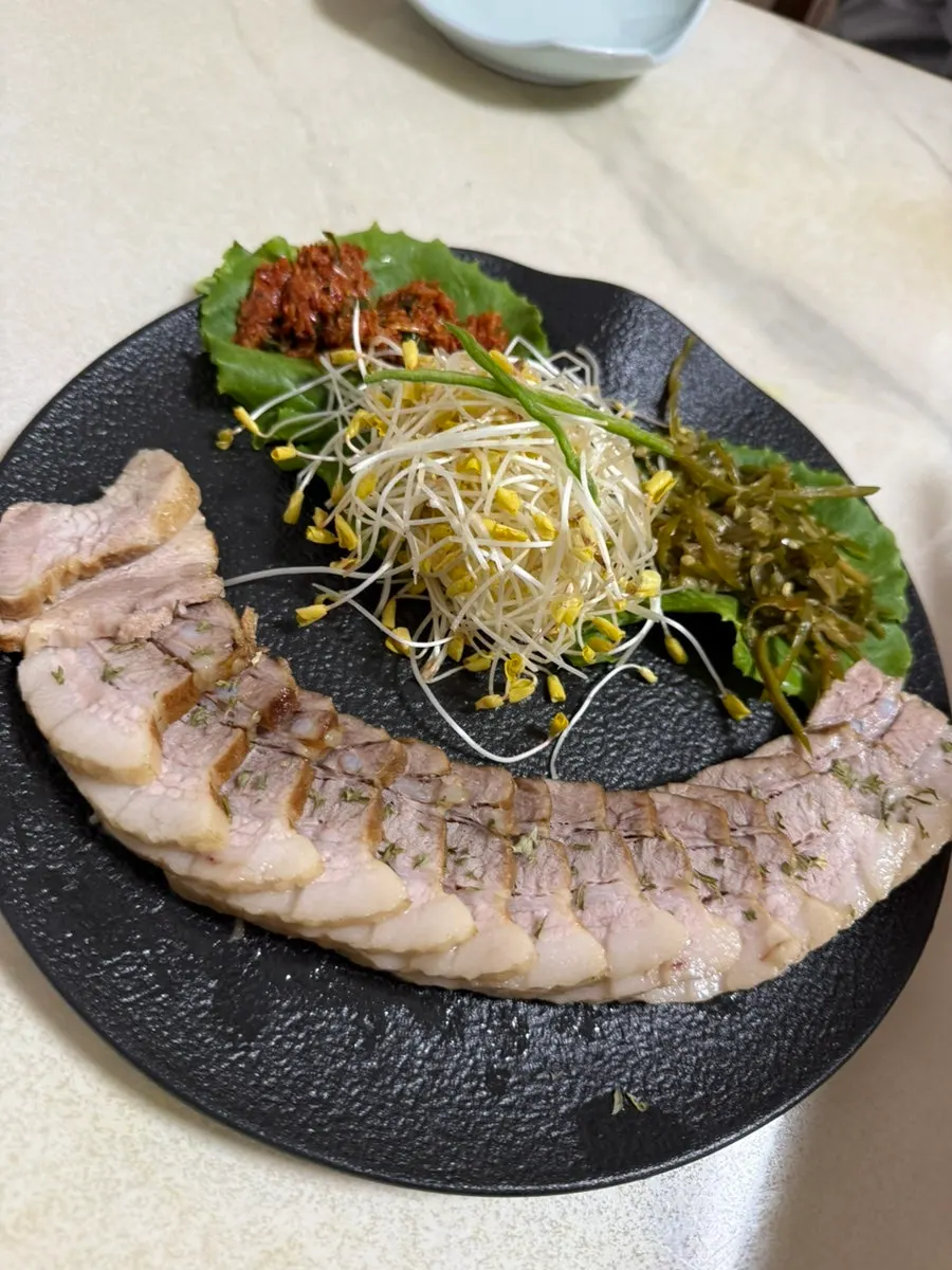 A plate of Migayeon's boiled pork