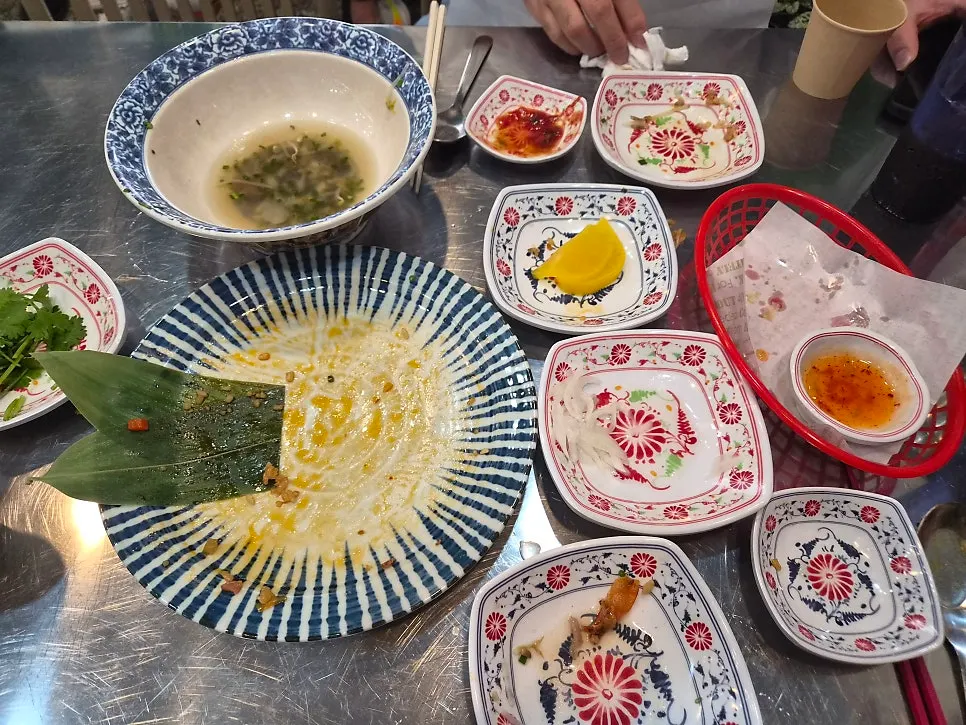 Table after finishing the meal at Pho Witch