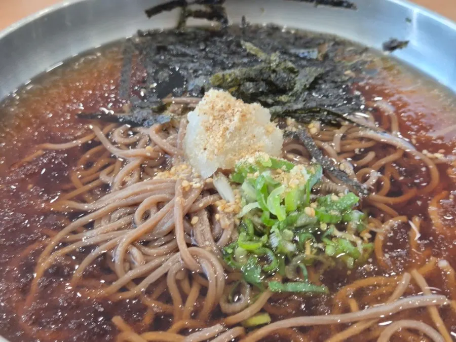 Close-up of a spoonful of bibimbap