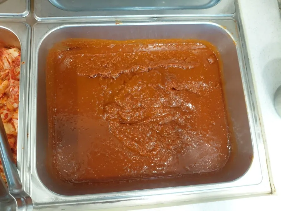Donkatsu sauce corner at the self-serve bar