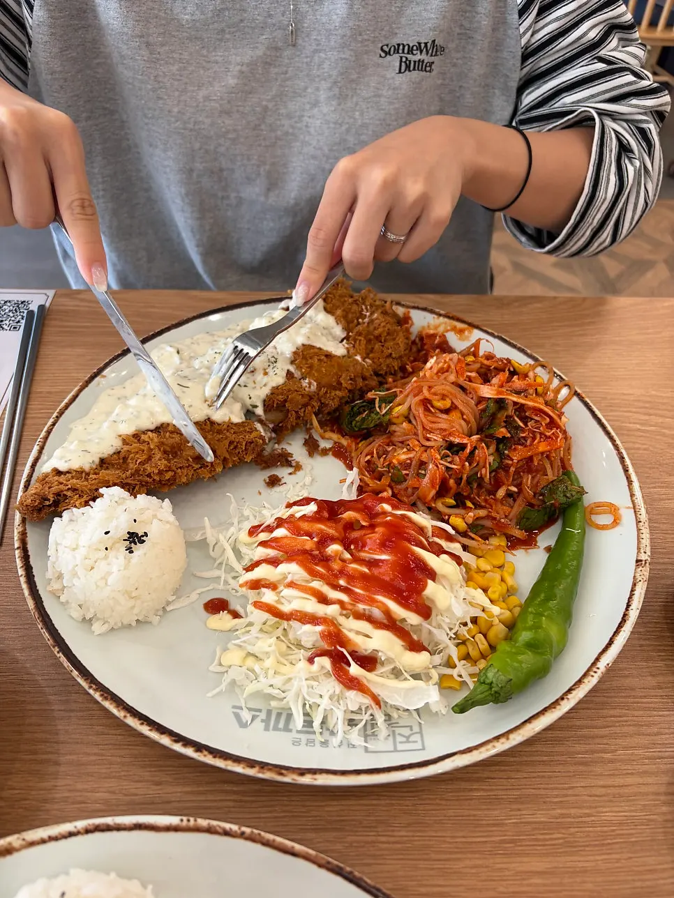 Donkatsu topped with Western-style sauce