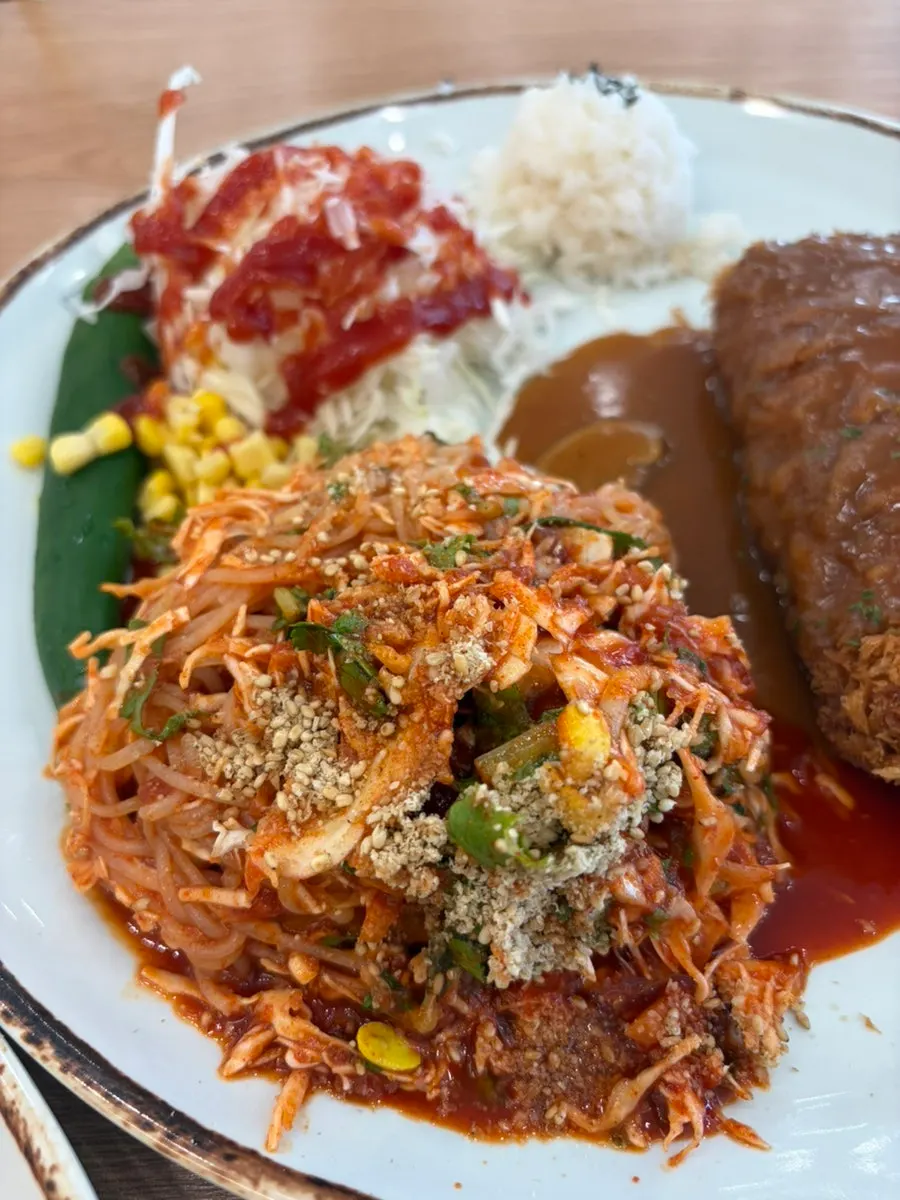 Cross-section of cheese donkatsu with cheese pouring out