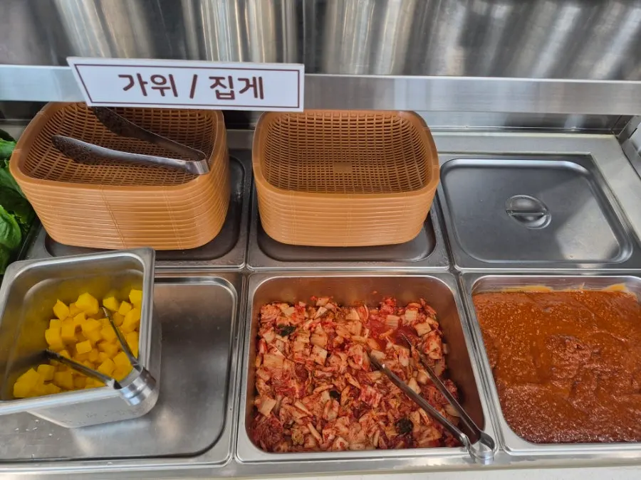 Self-serve bar with rice and soup