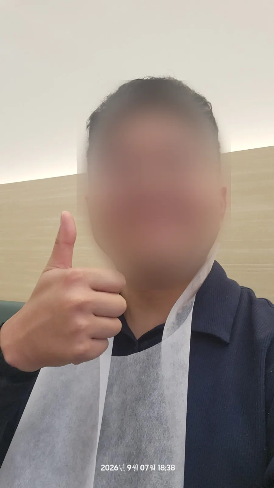 Selfie taken at the restaurant after the meal