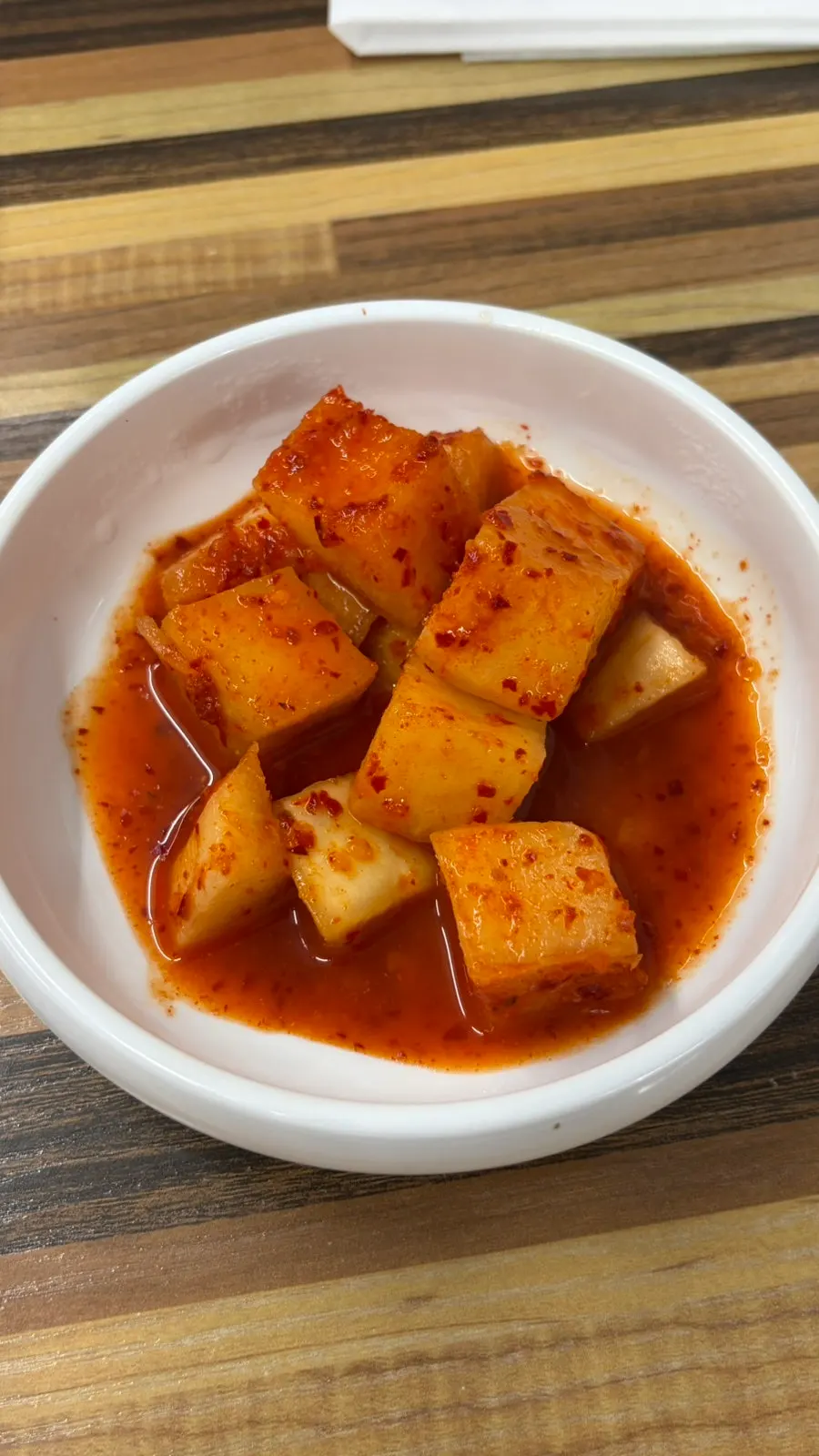 Diced radish kimchi served as a basic side dish