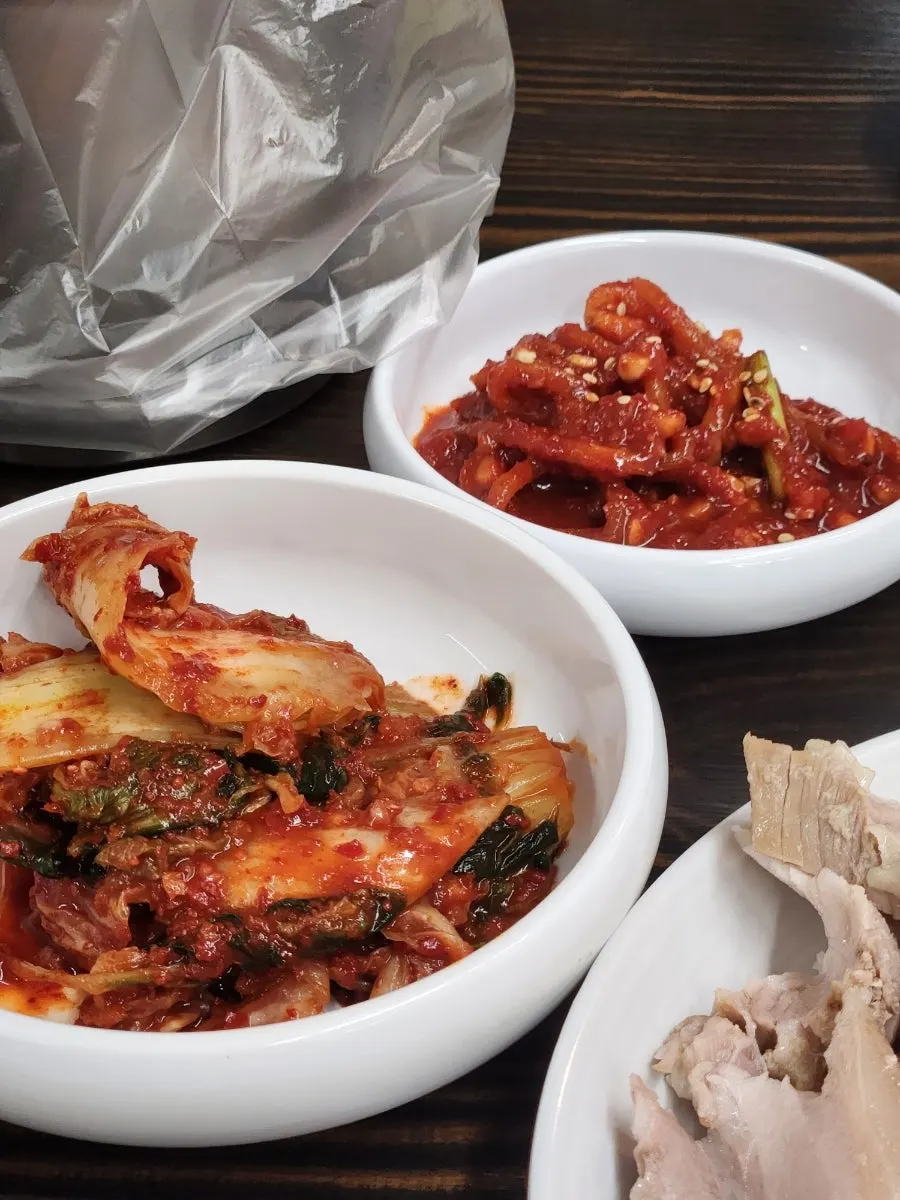 Cabbage kimchi served with the bossam