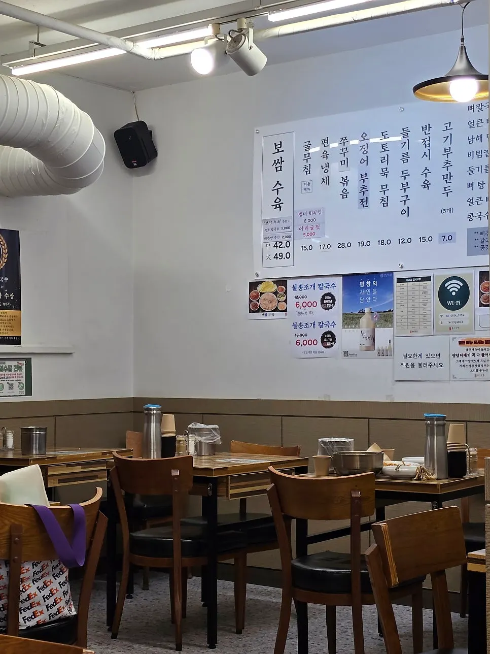 Seating extending toward the back of the restaurant