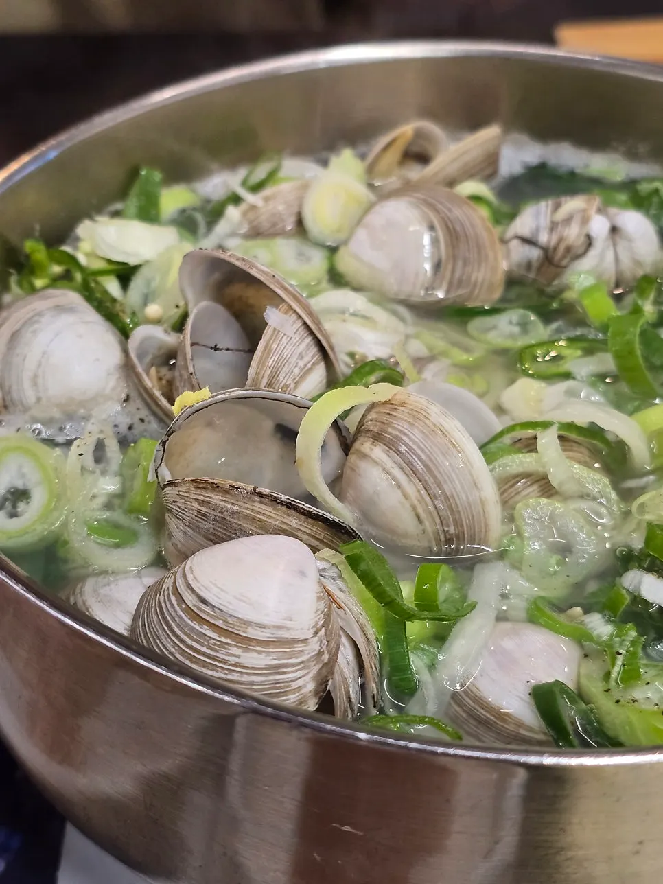 Clam kalguksu loaded with noodles and clams