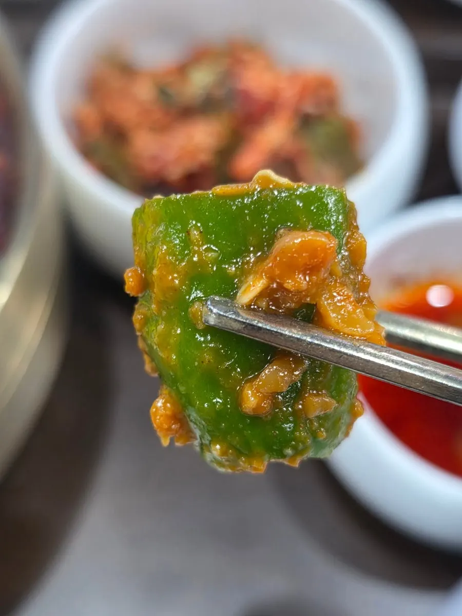 뼈칼국수 속 살이 붙은 큼지막한 뼈