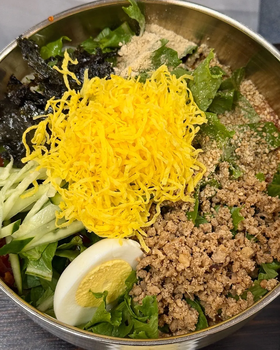 Bibim kalguksu piled high with toppings