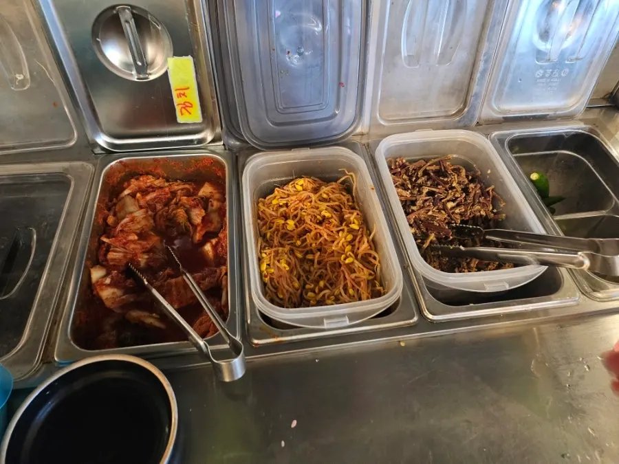 Extra banchan prepared at the self-bar
