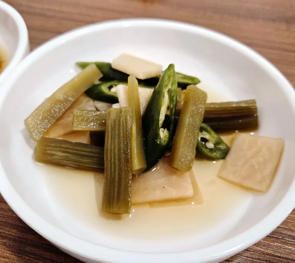 Crunchy pickled stem lettuce