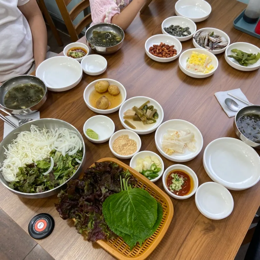 Basic side dishes set out with the sashimi