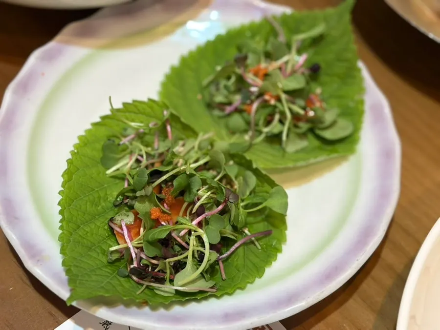 A plate of fragrant sesame leaf pancake