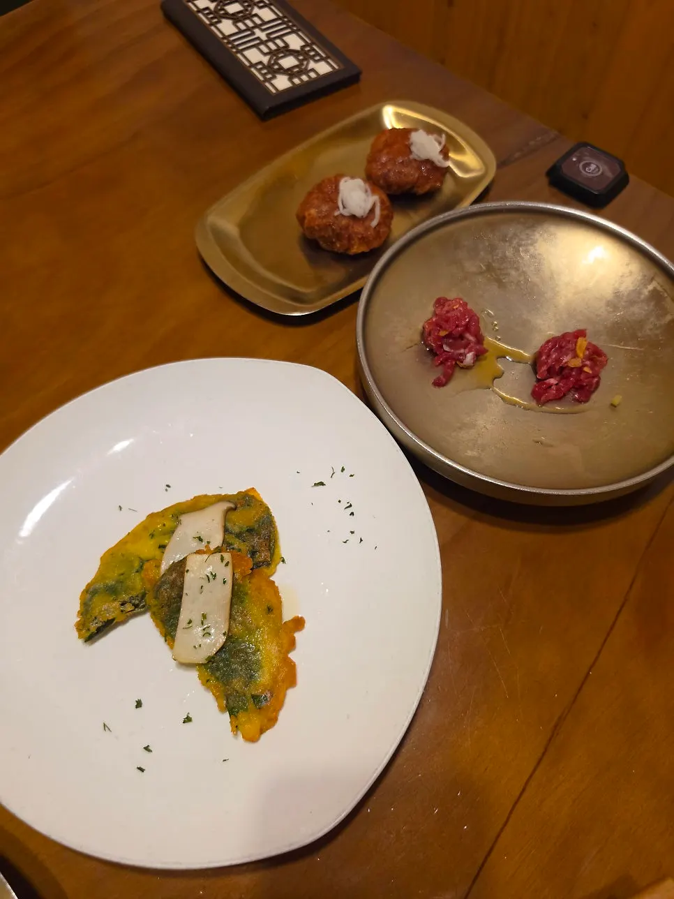 Plate of assorted jeonyuhwa pan-fried dishes