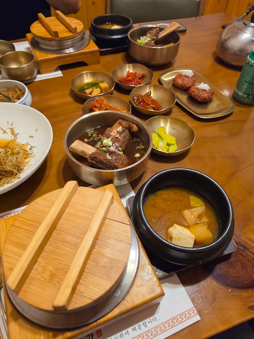 Kettle rice and doenjang soup on the table