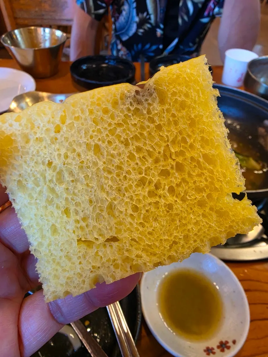 Complimentary spread of barley rice and corn bread