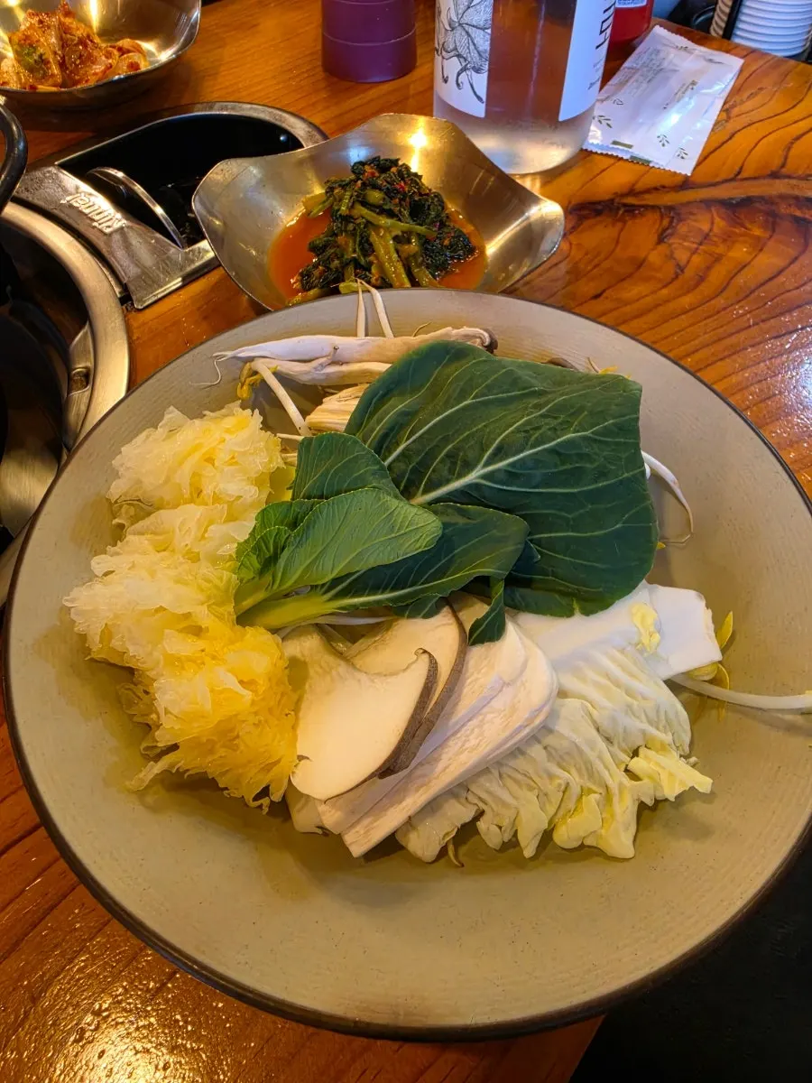 Table set with mild octopus shabu-shabu