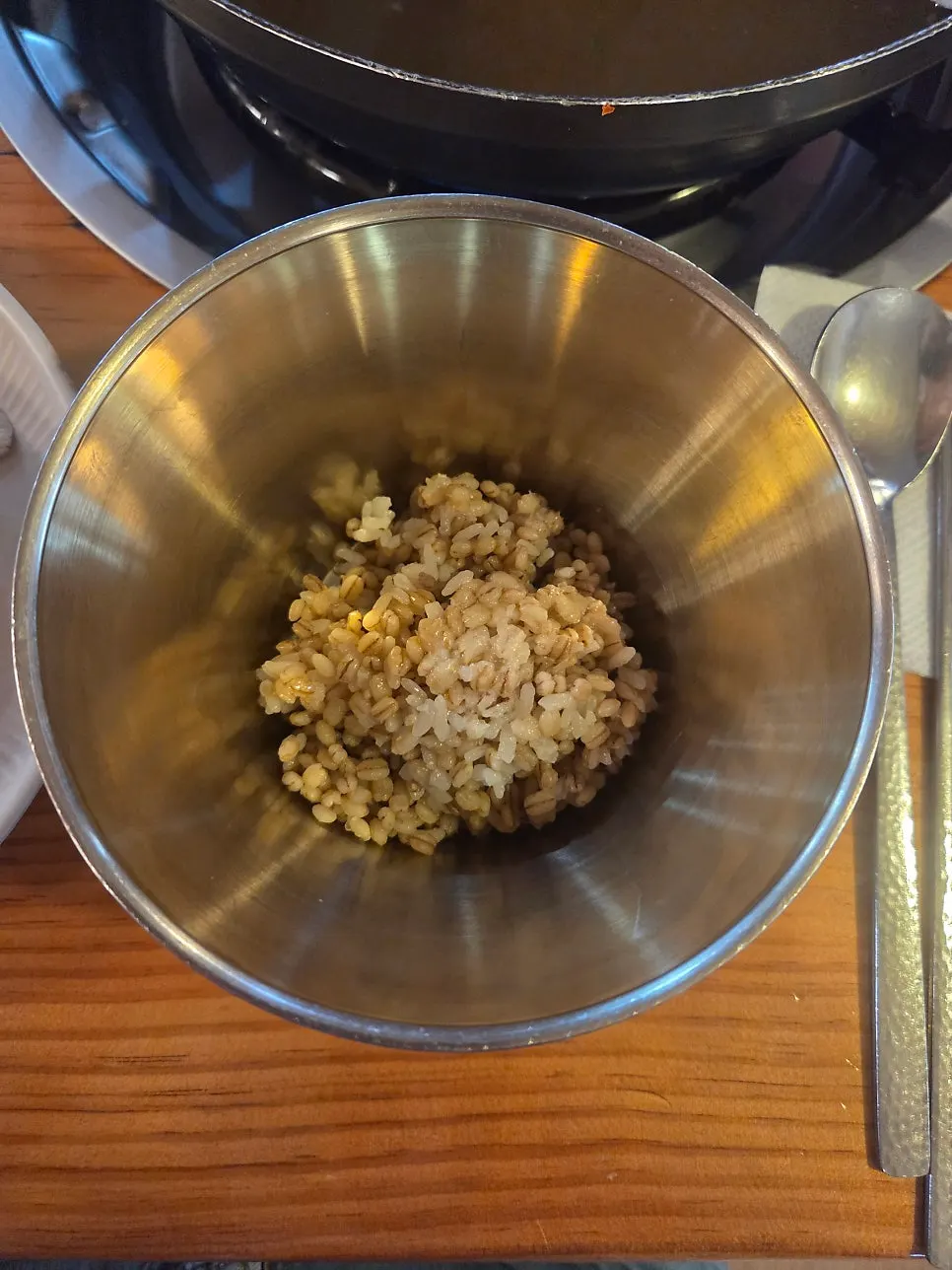 Kimchi and corn bread served by default