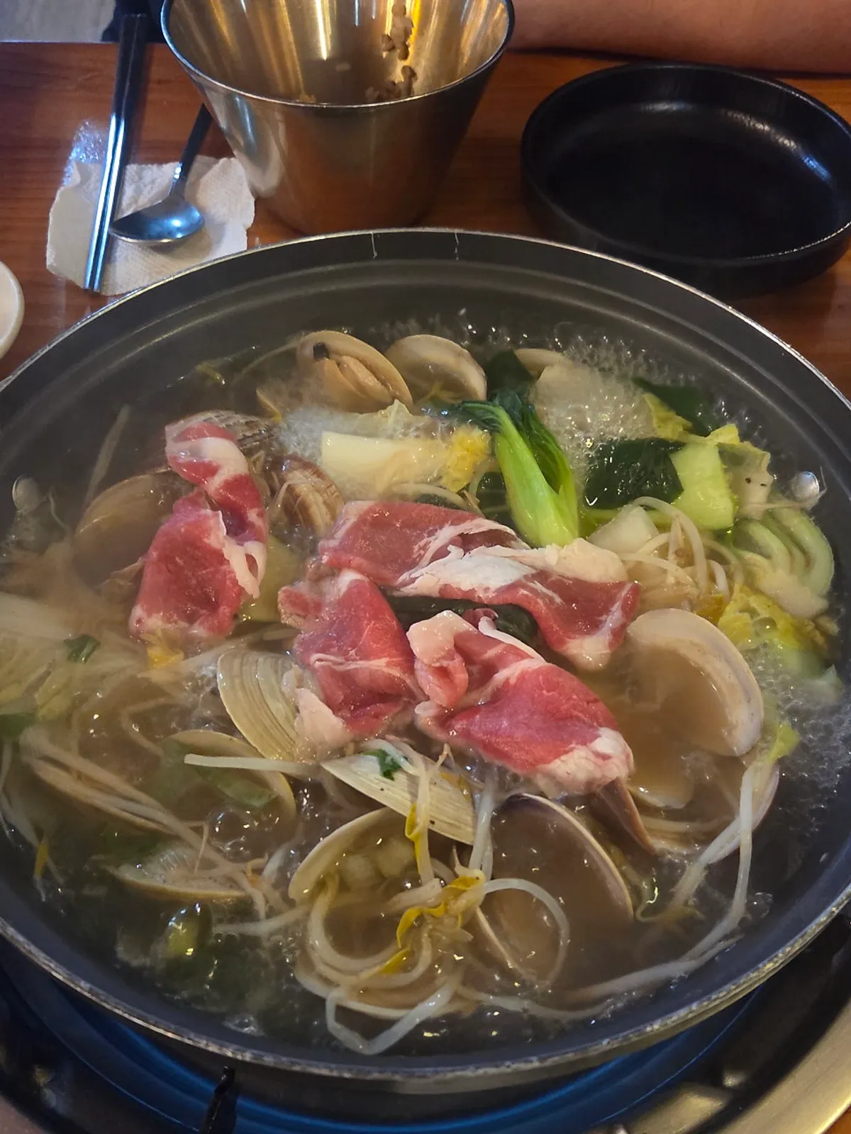 Beef and vegetable shabu-shabu hot pot