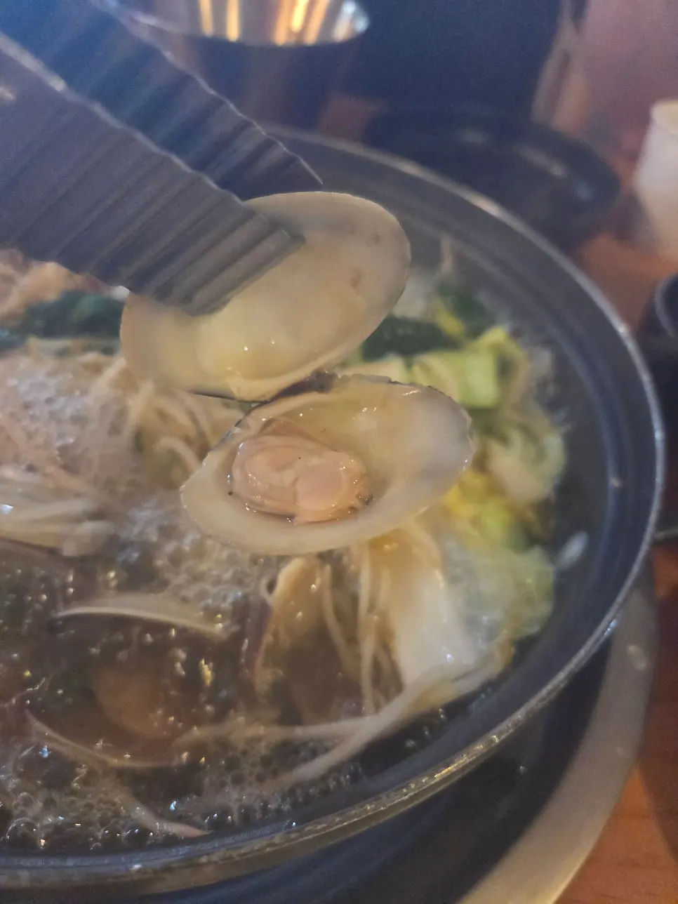 Beef hot pot kalguksu pot at a boil