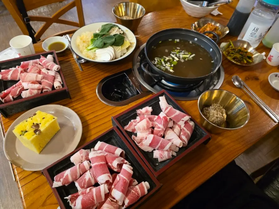Two servings of beef shabu-shabu plus extra beef laid out