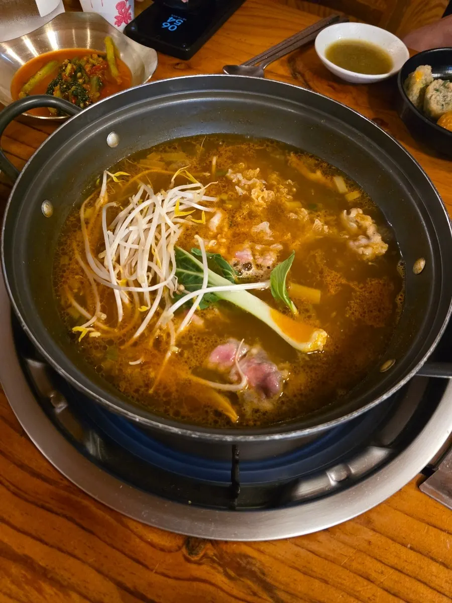 Dumplings cooked in the shabu-shabu broth