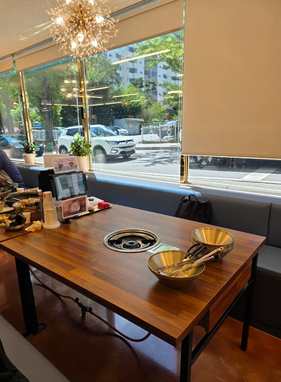Extra tables further inside past the middle entrance