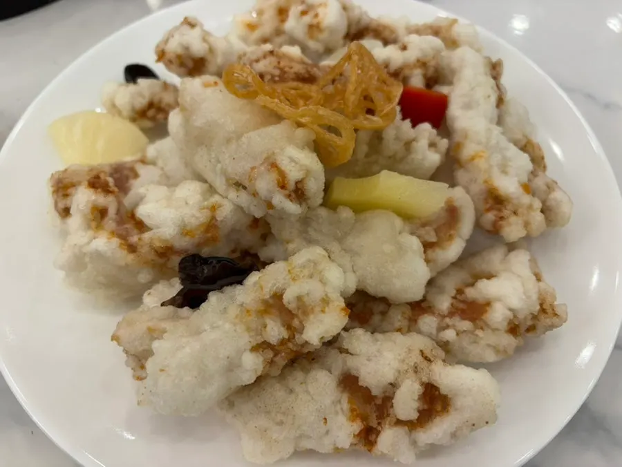 A plate of Jirisan black pork sweet-and-sour tangsuyuk