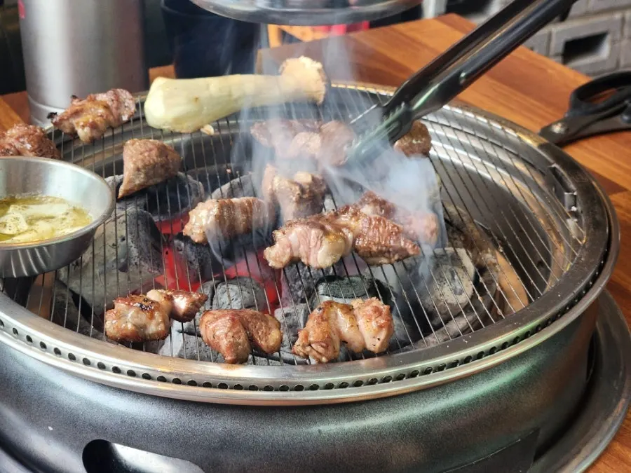 Lamb with myeongi namul and wasabi