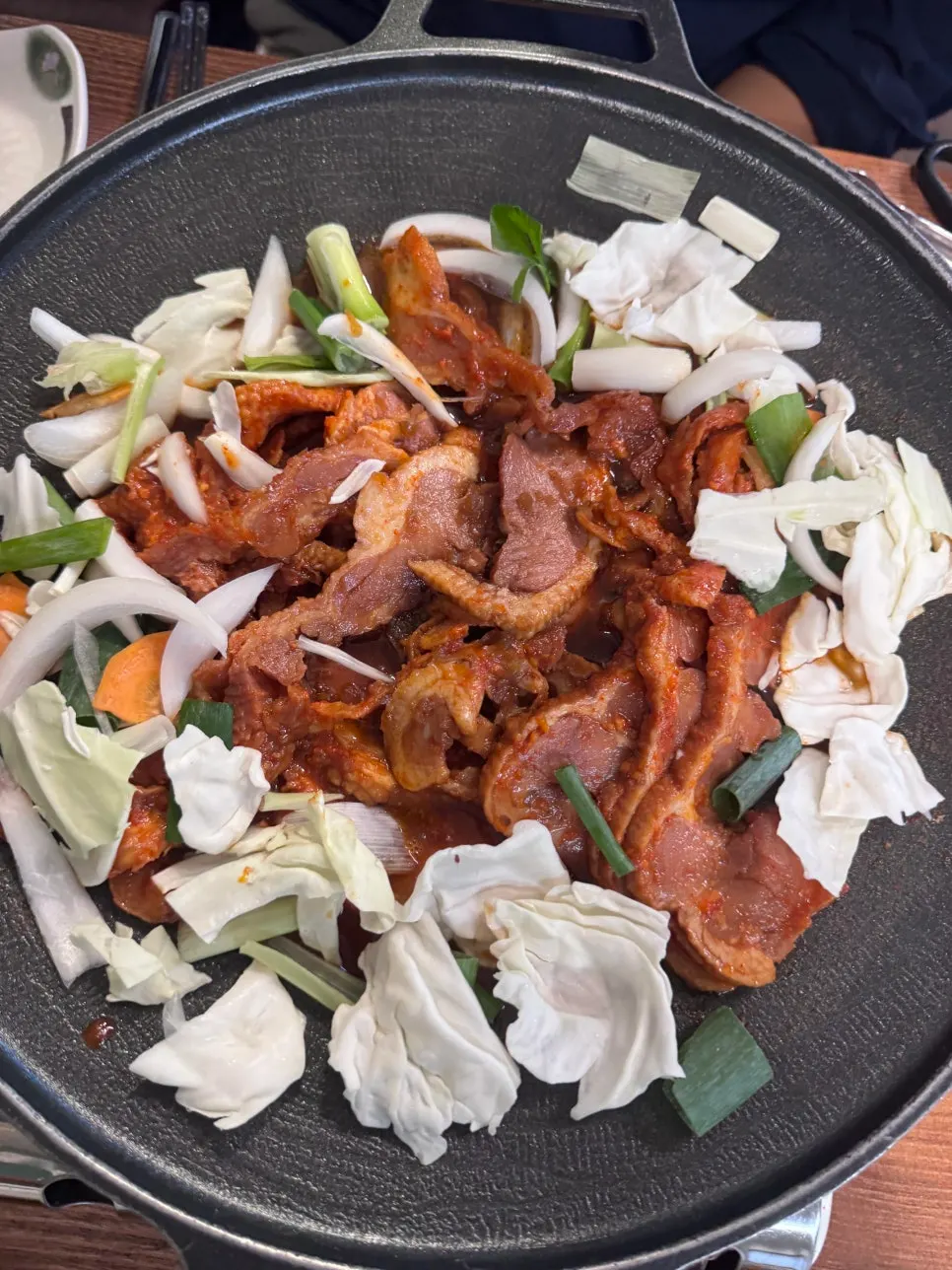 Two servings of sweet-spicy duck jumulleok