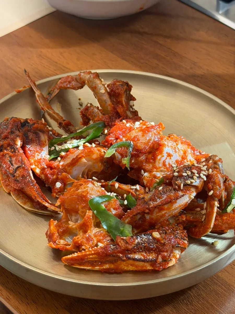 Korean BBQ side dishes and food from the self-service bar