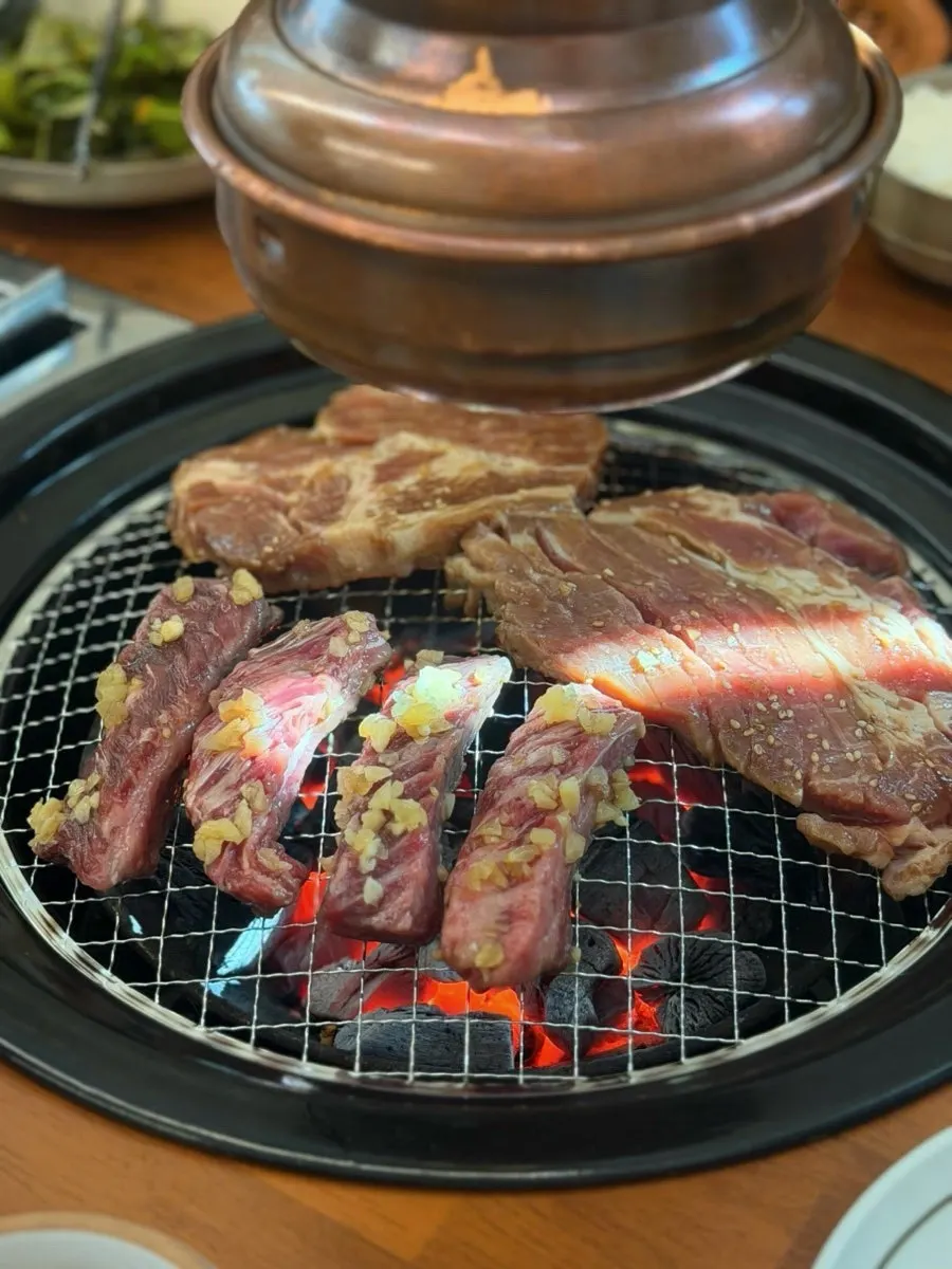 Galbi table setting before grilling over charcoal