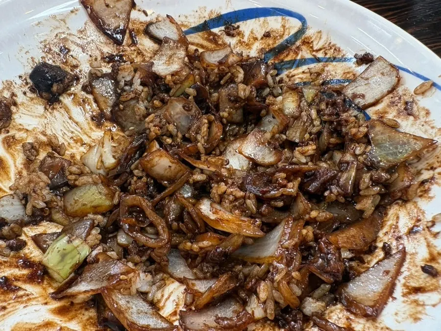 Leftover gan-jjajang sauce and a bowl of rice