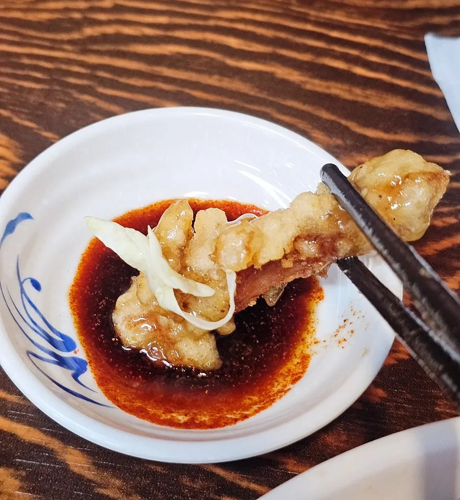 바삭한 탕수육 단면
