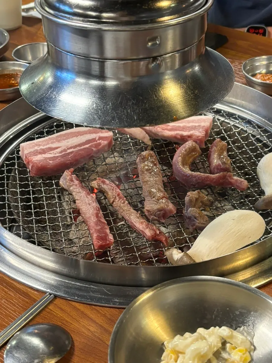 Close-up of nicely grilled intercostal rib meat