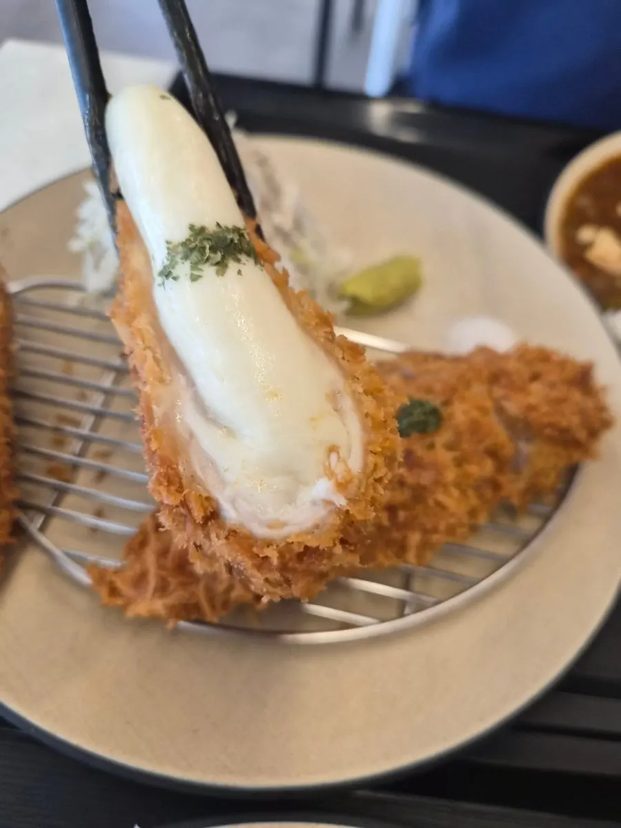 Cheese katsu piled high with cheese