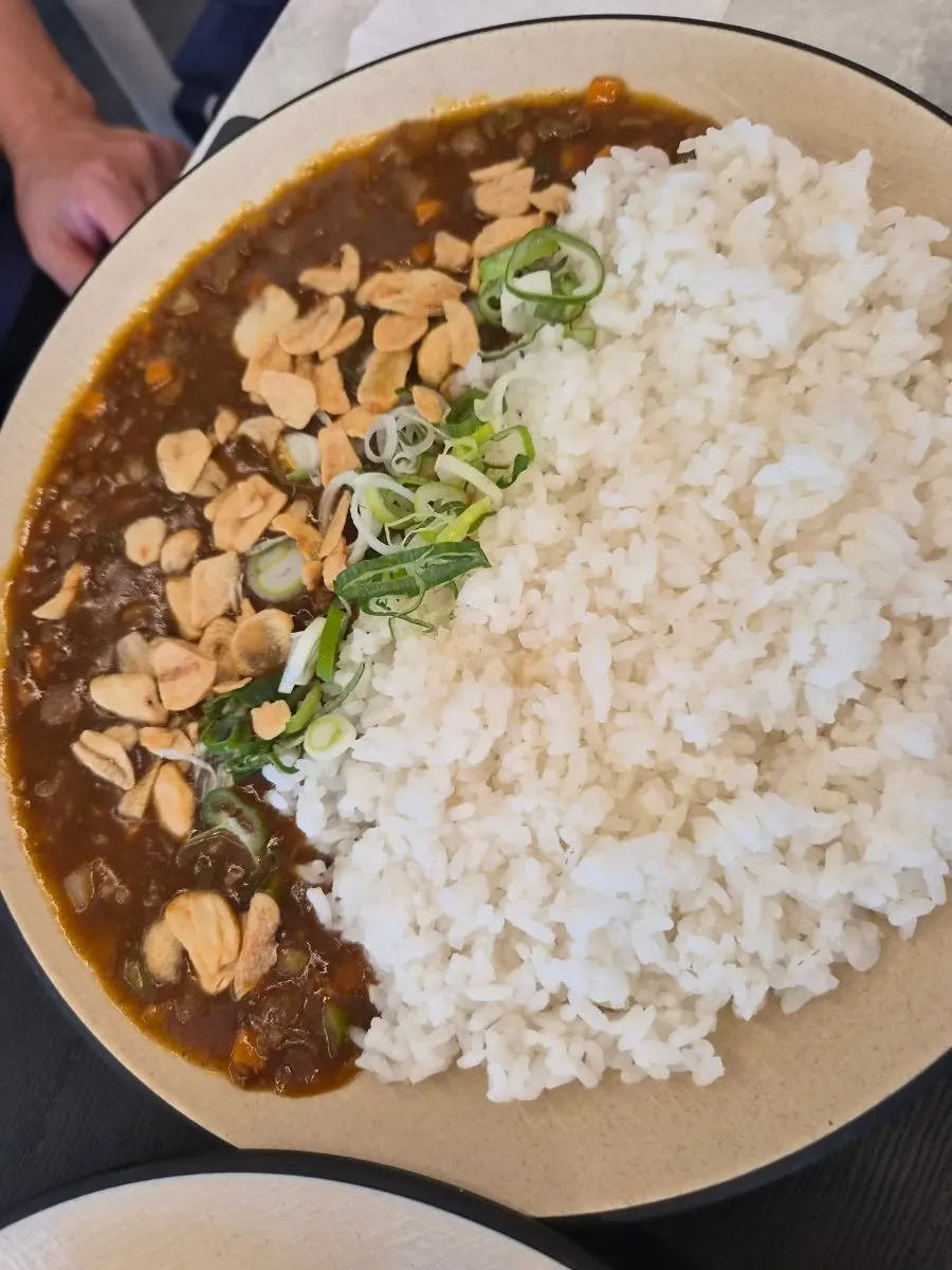 Cross-section of stretchy cheese katsu