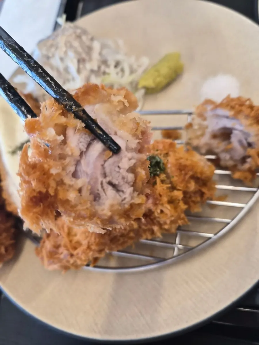 Sirloin katsu served with salt and wasabi
