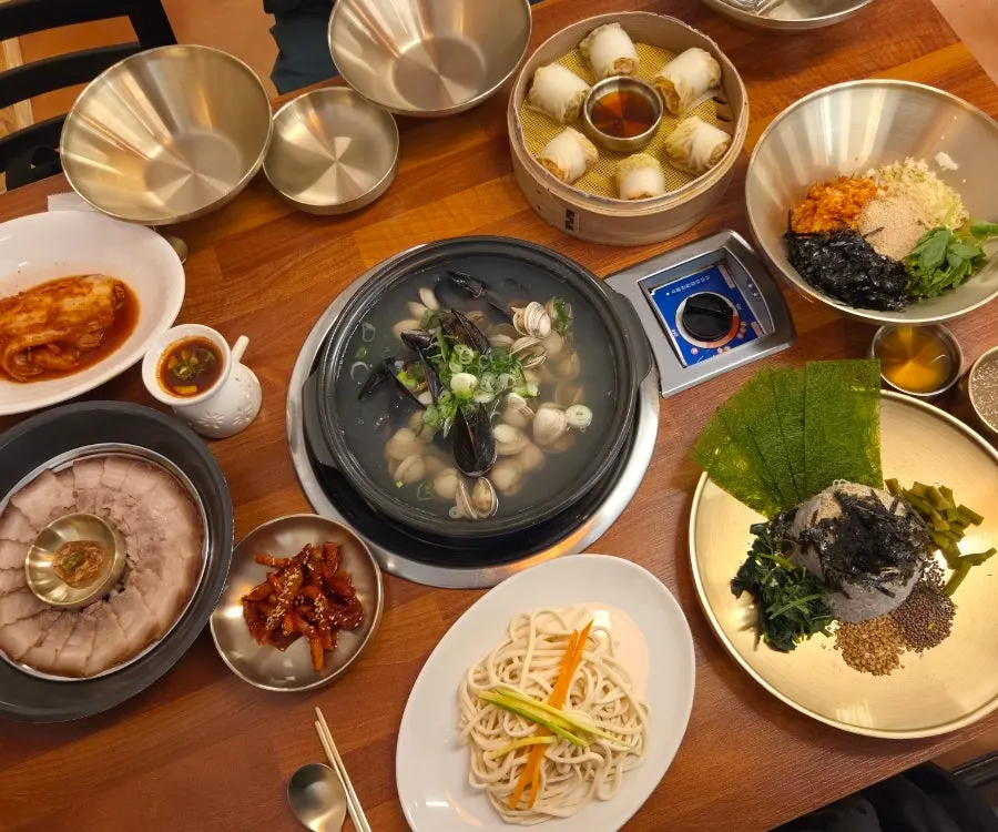 Two-person set and goldongmyeon spread