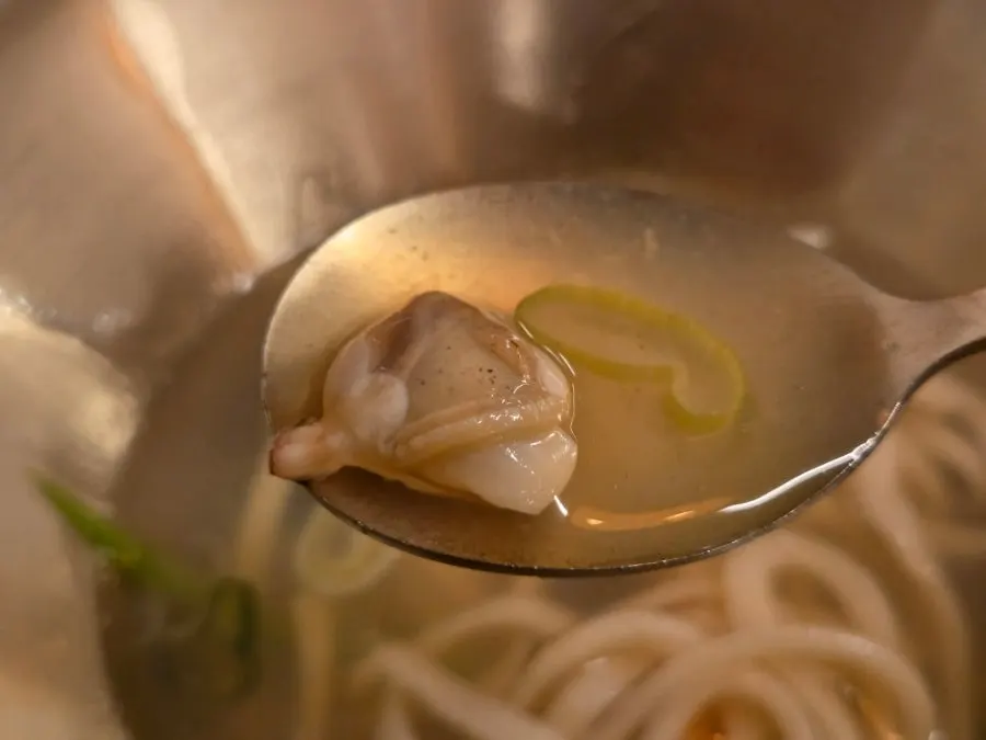 Mulchong kalguksu with house-made noodles added