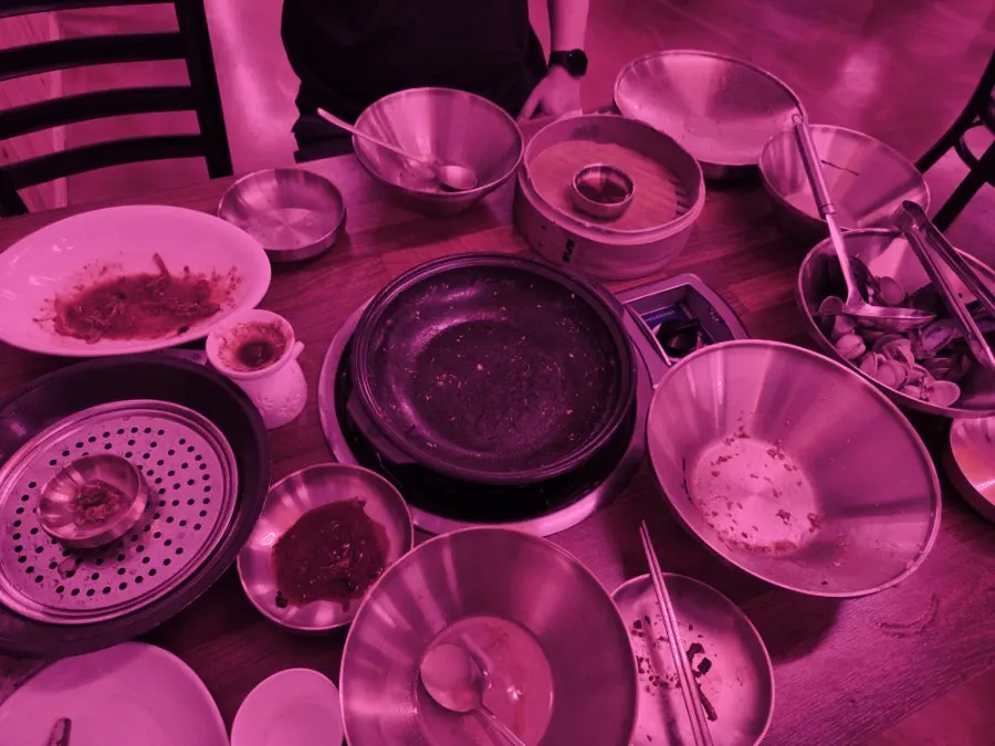 Empty dishes after the meal