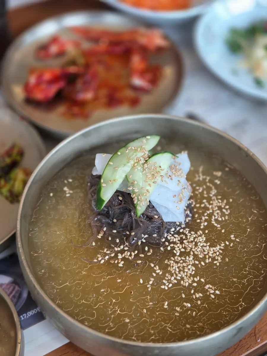 Ihwajeong's cold noodles with floating ice shards