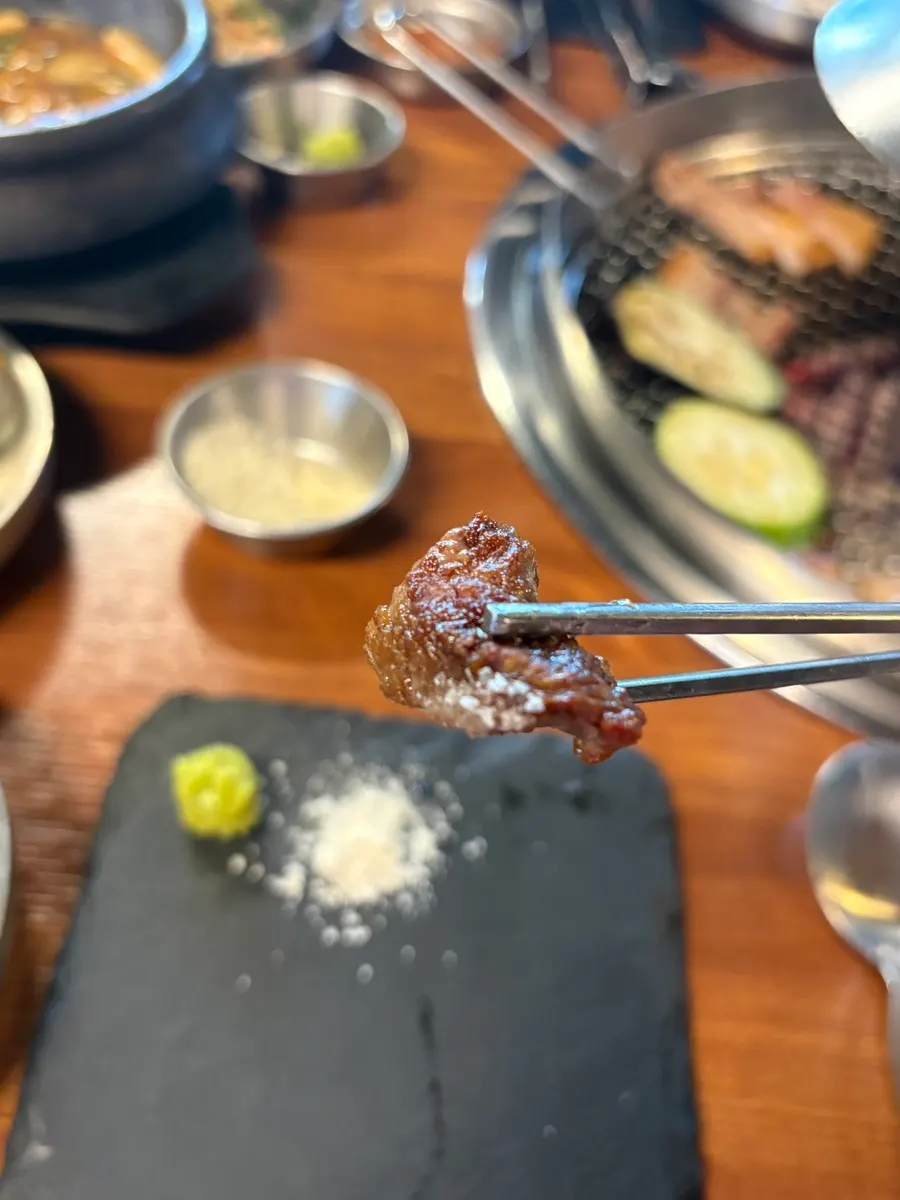 Ordered pork belly and Korean beef yukhoe bibim-naengmyeon