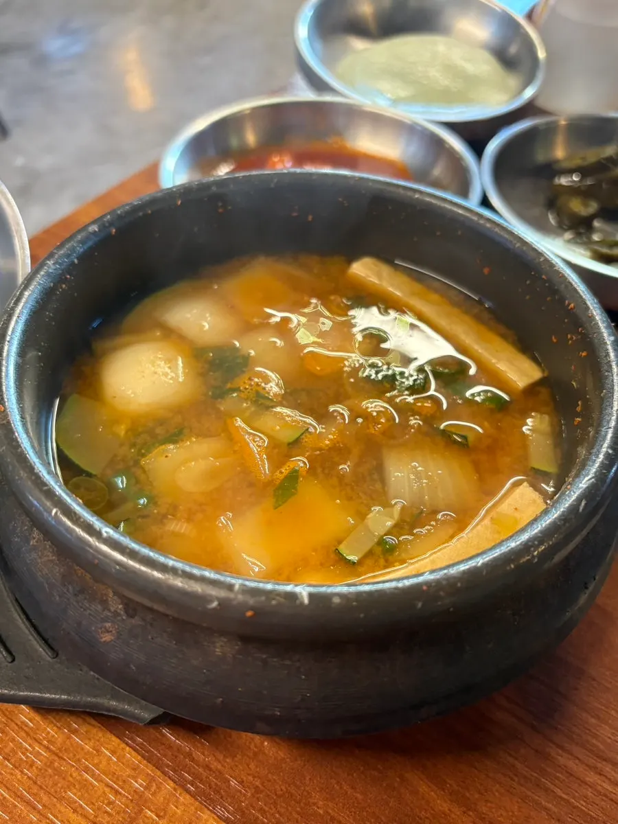 Doenjang-jjigae with tofu and onions