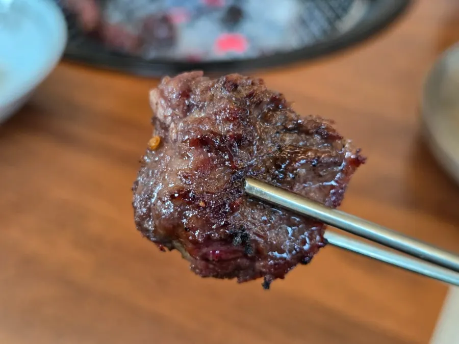 A perfectly grilled piece of beef galbisal