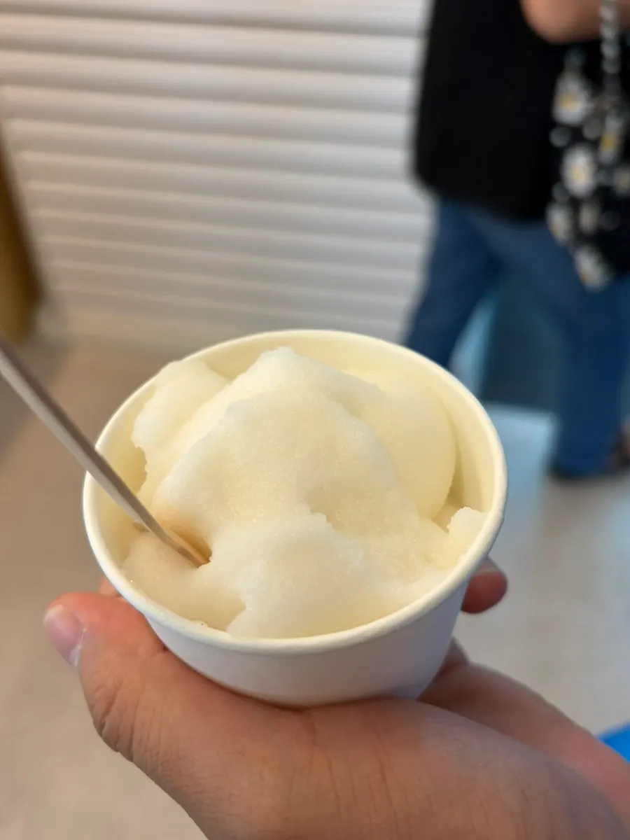 Close-up of the cool pear slush